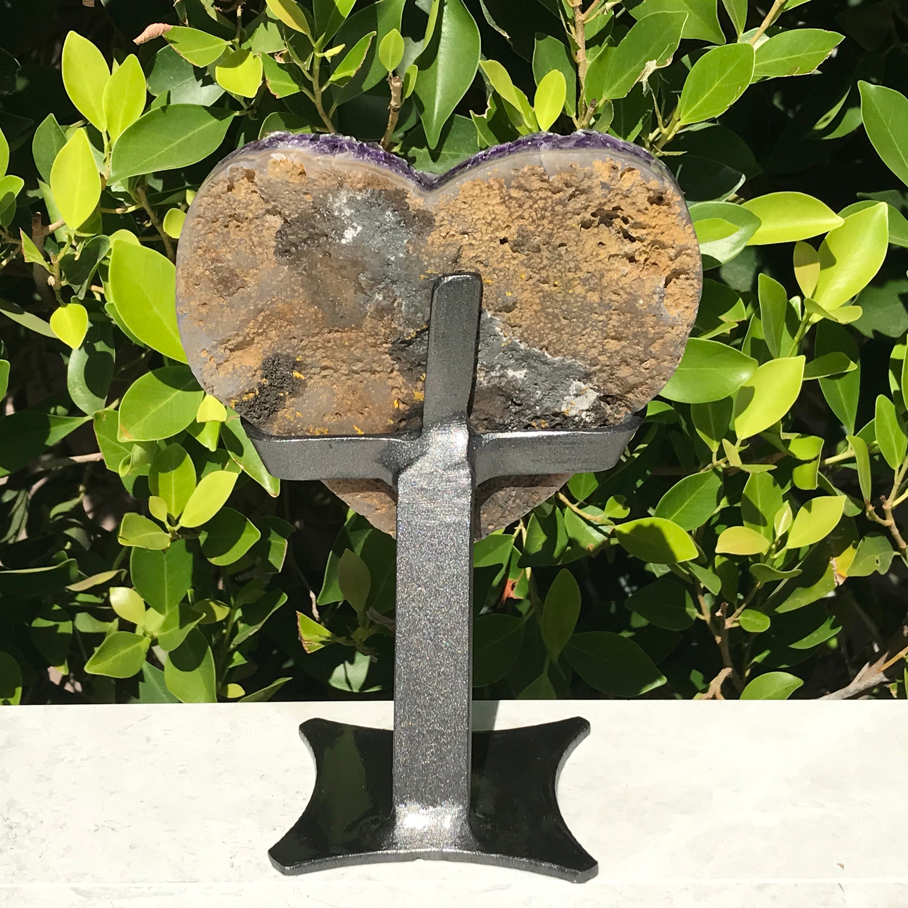 Standing Amethyst Crystal Faced Heart