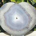 Translucent Blue Agate and Quartz Heart Slice