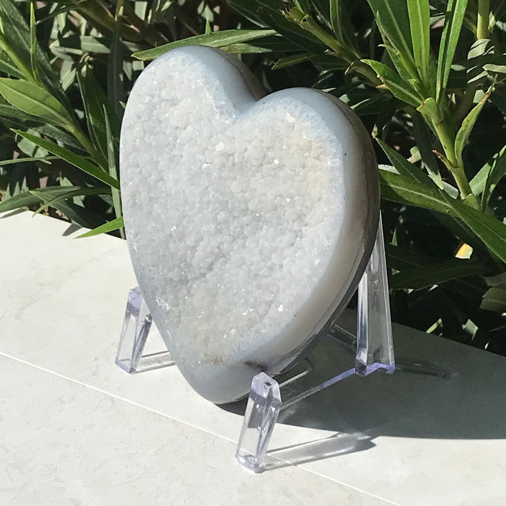 Quartz Crystal and Blue Agate Heart
