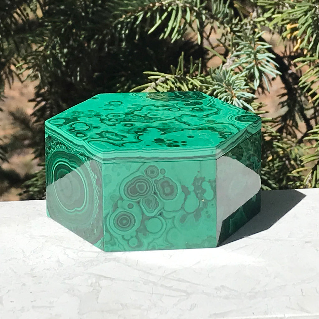 Hexagon Malachite Box
