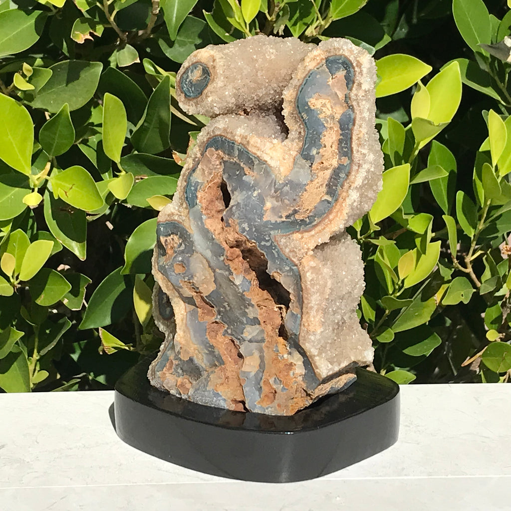 Quartz Crystals Surrounding Banded Agate
