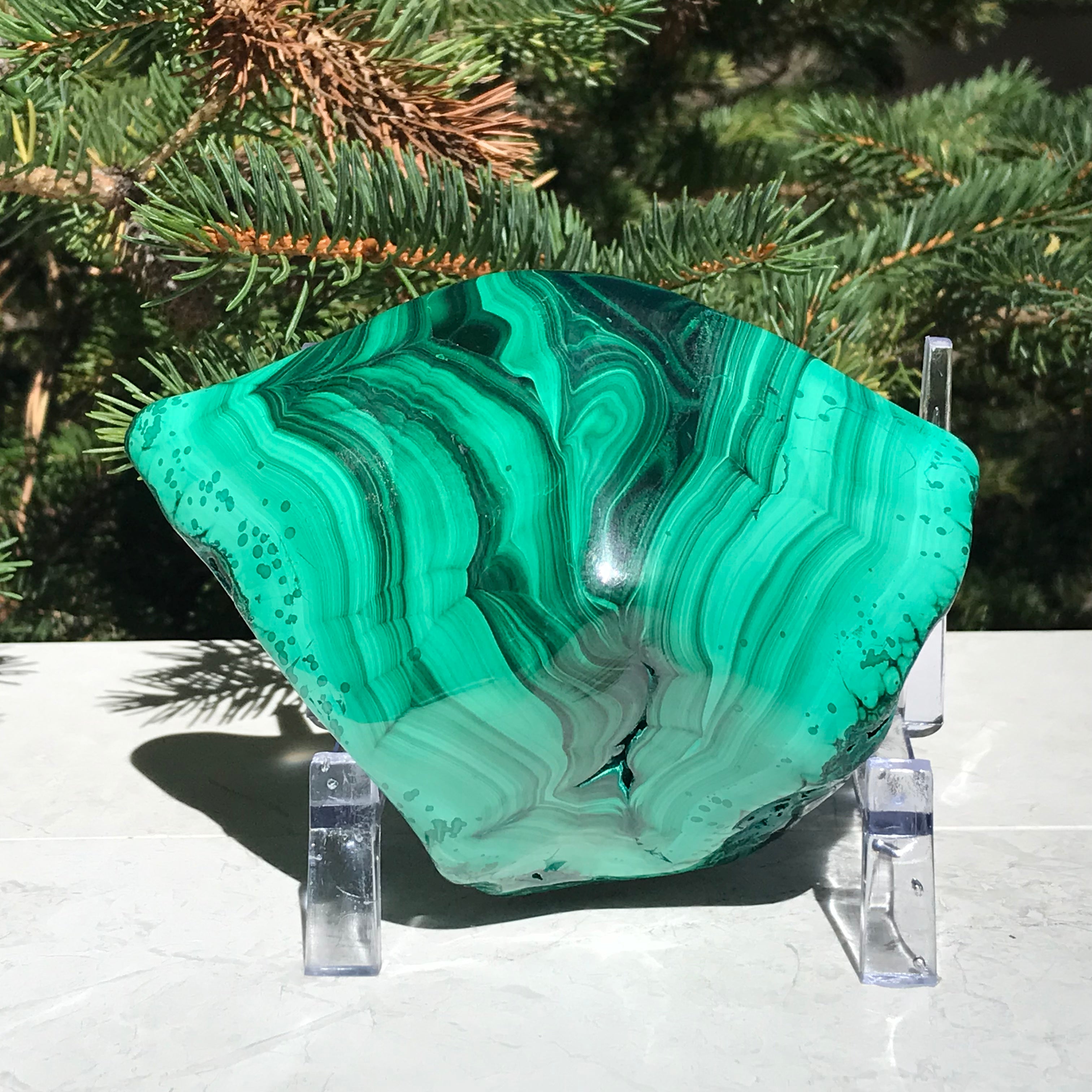 Polished Malachite with Chrysocolla