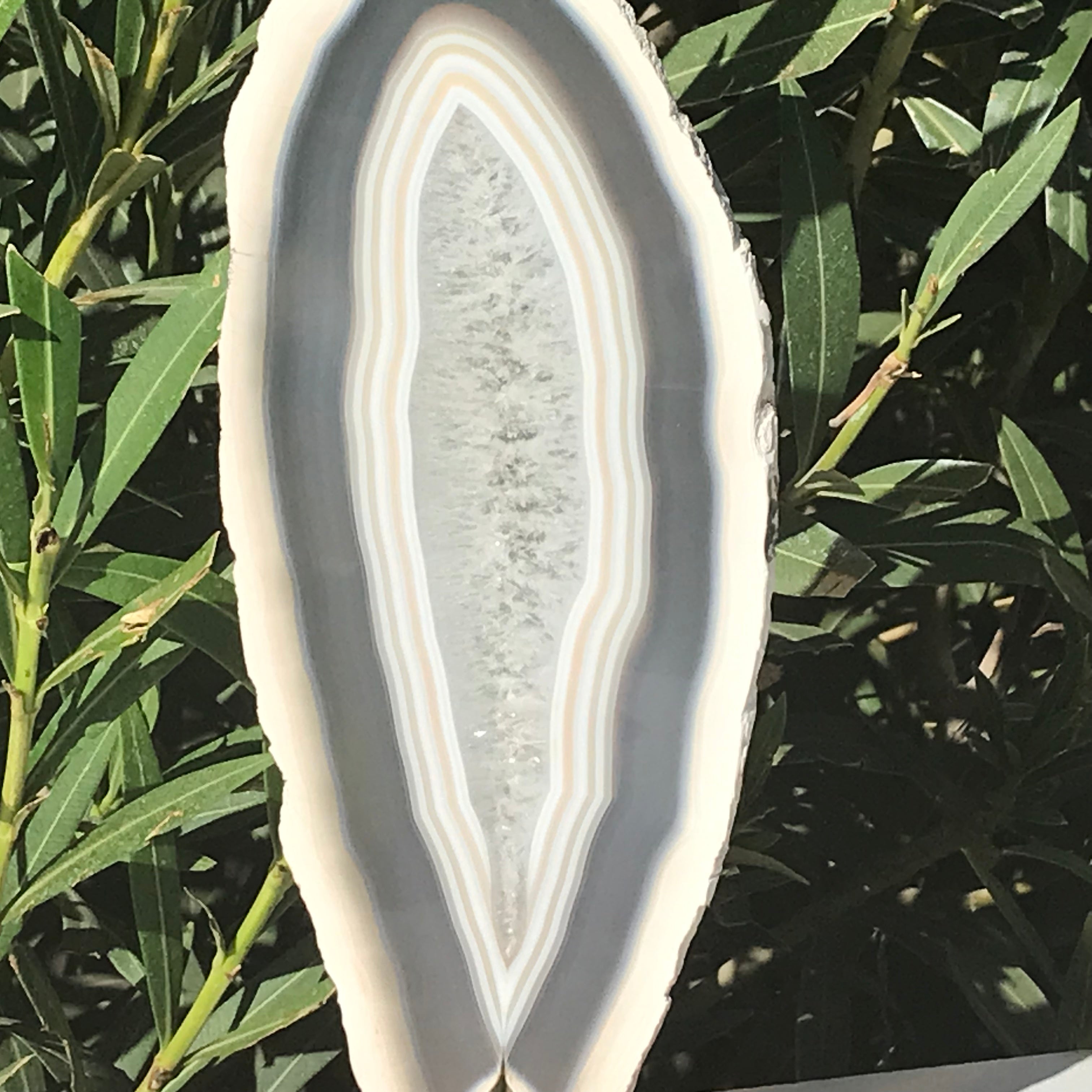 Quartz Surrounded by Banded Agate Slice