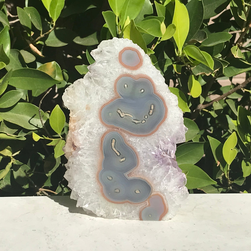 Quartz Crystal Covered Agate With Eyes