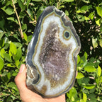 Olive Green Banded Amethyst Geode