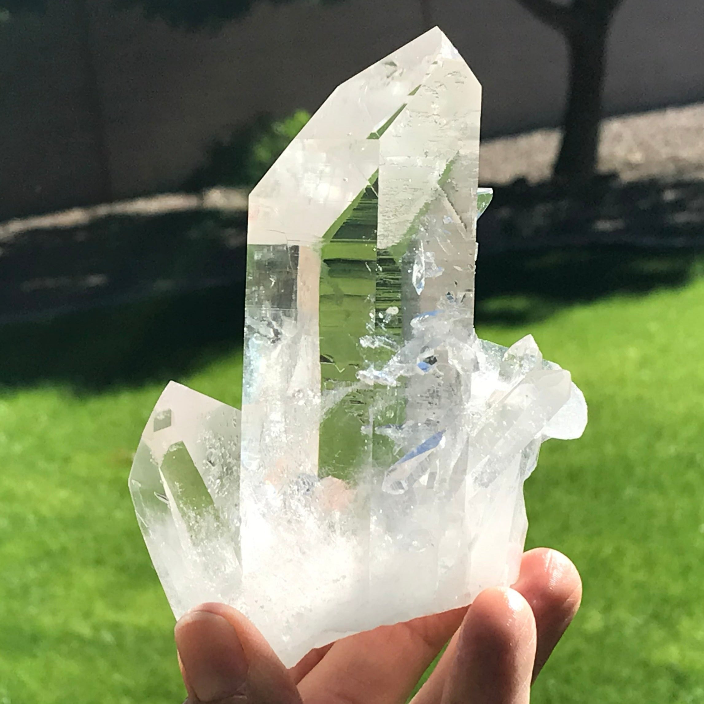 Crystal Growth on Lemurian Crystal Cluster