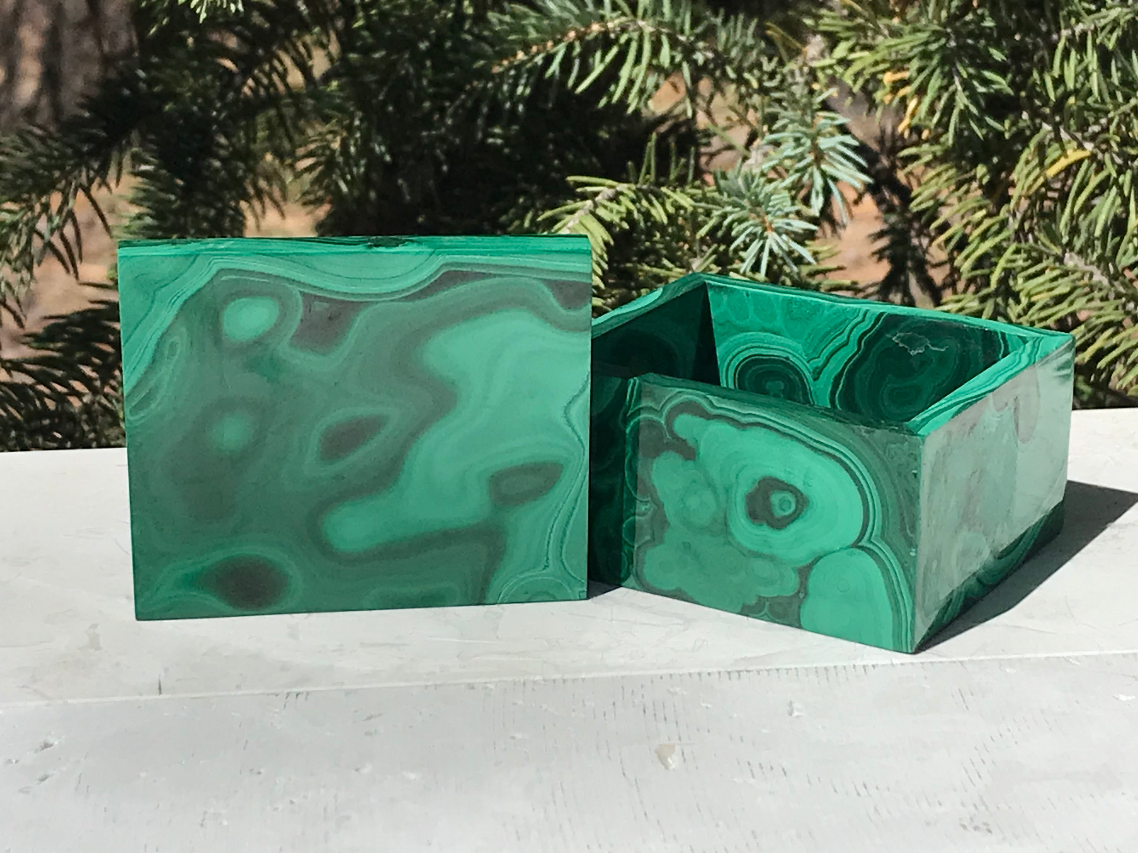 Green Swirled Malachite Jewelry Box