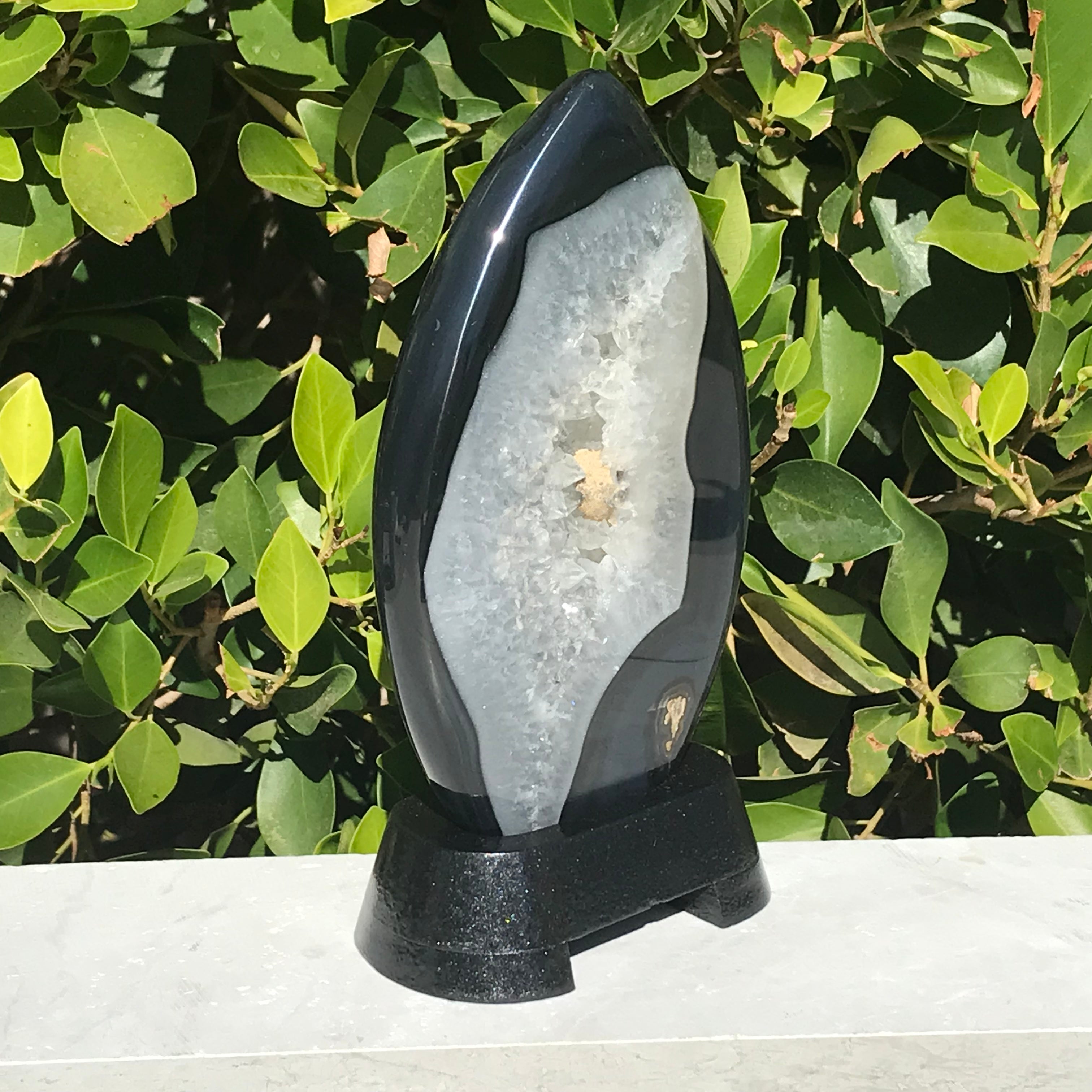 Dark Blue Agate/Quartz Flame