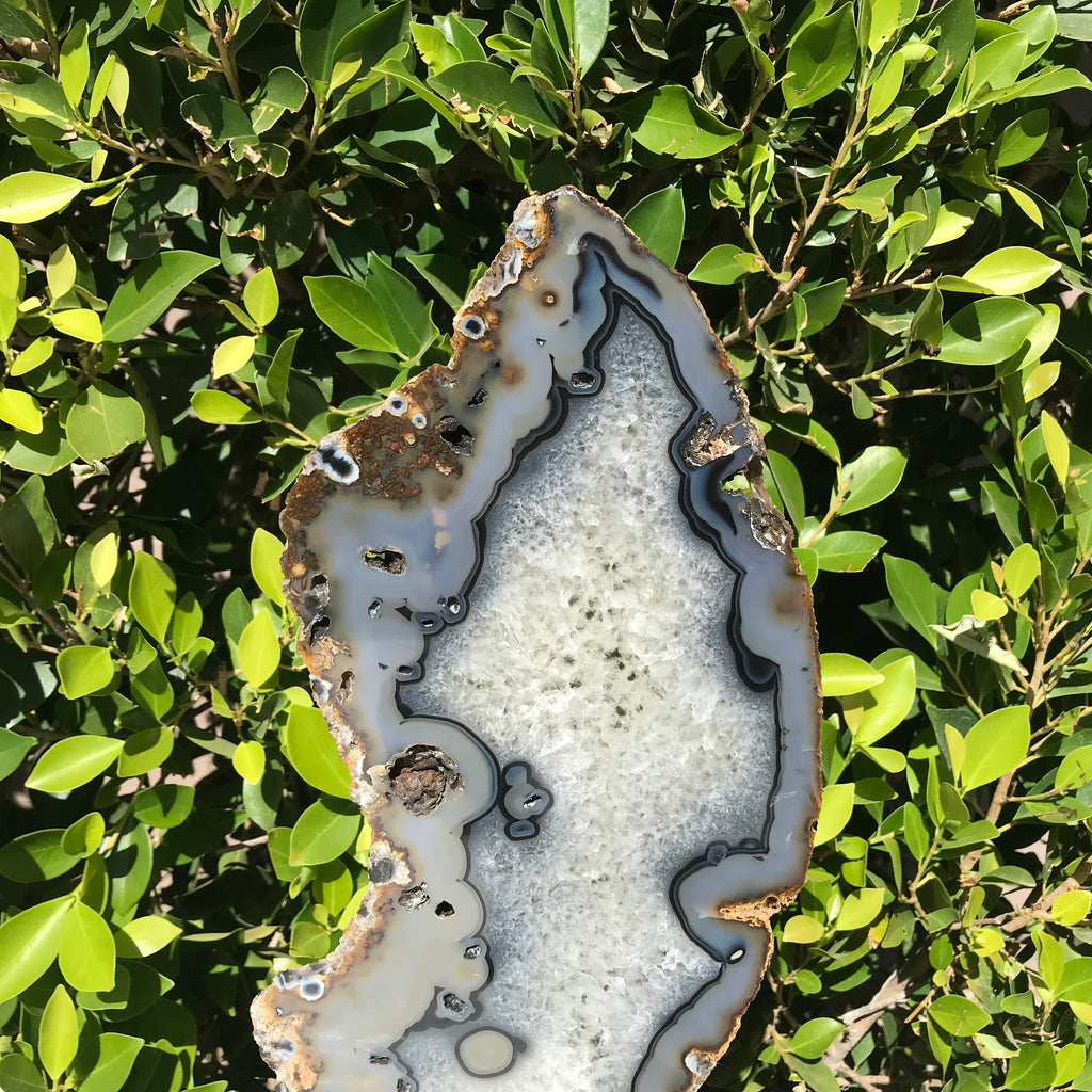 Quartz with Banded and Orbed Agate Slice