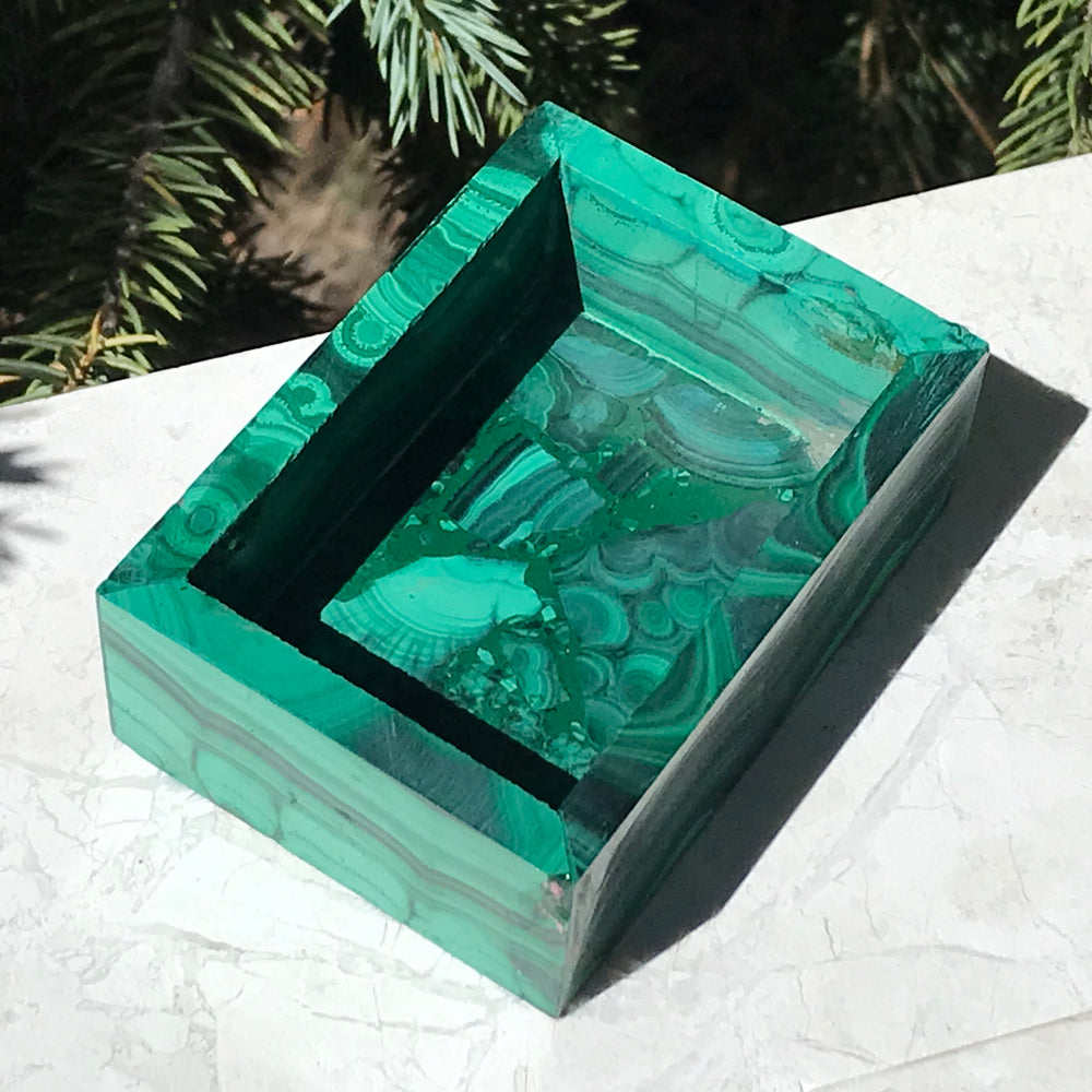 Floral Patterned Malachite Box