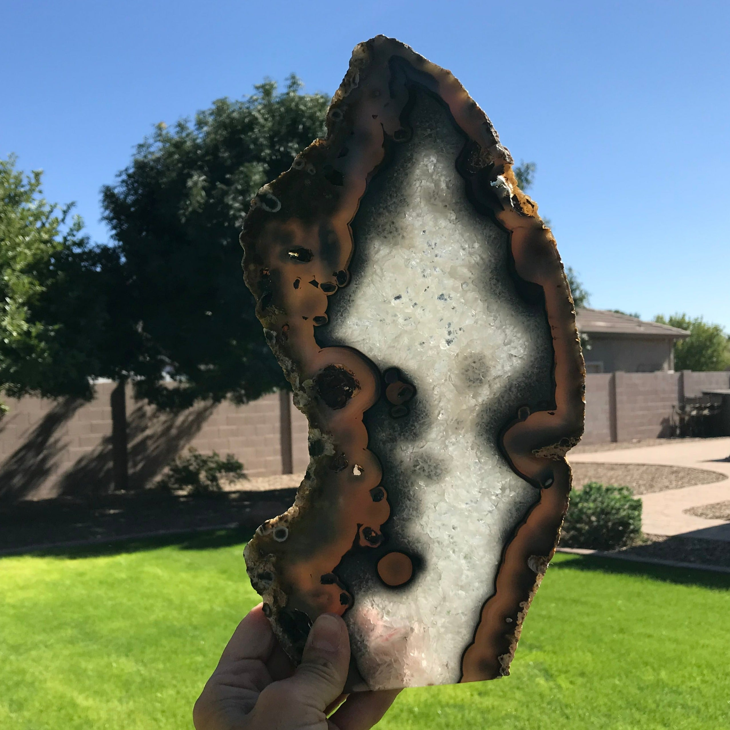 Quartz with Banded and Orbed Agate Slice