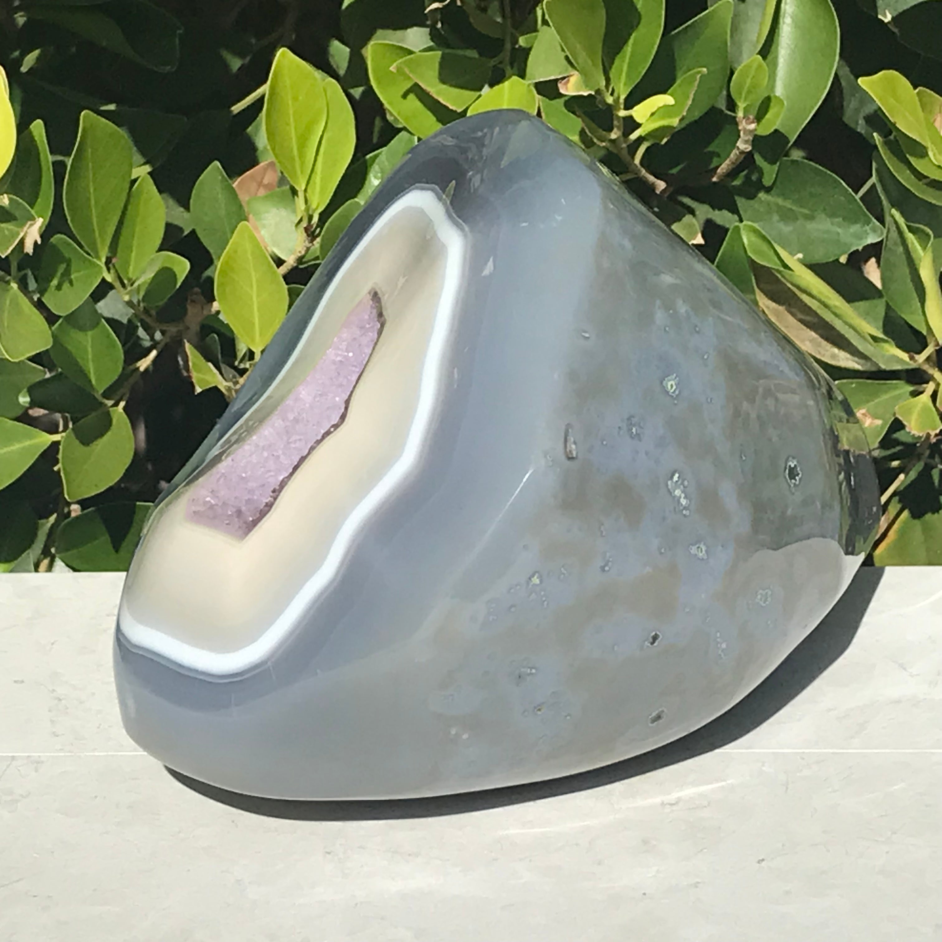 Polished Lavender Amethyst Blue Agate Cone