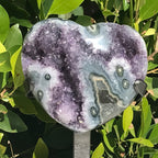 Green Agate/Amethyst Standing Heart