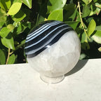 Banded Agate and Quartz Crystal Sphere