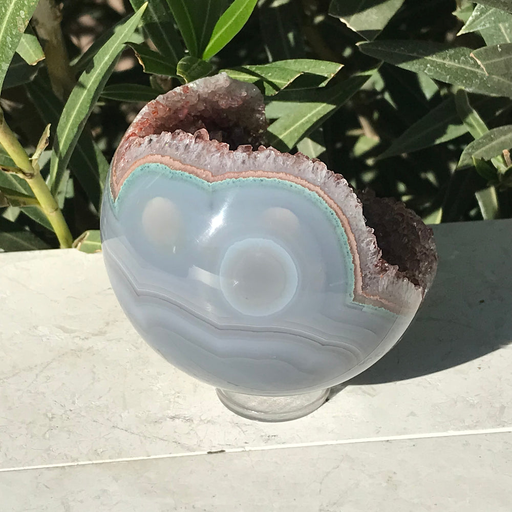 Rainbow Agate Banded Amethyst Sphere