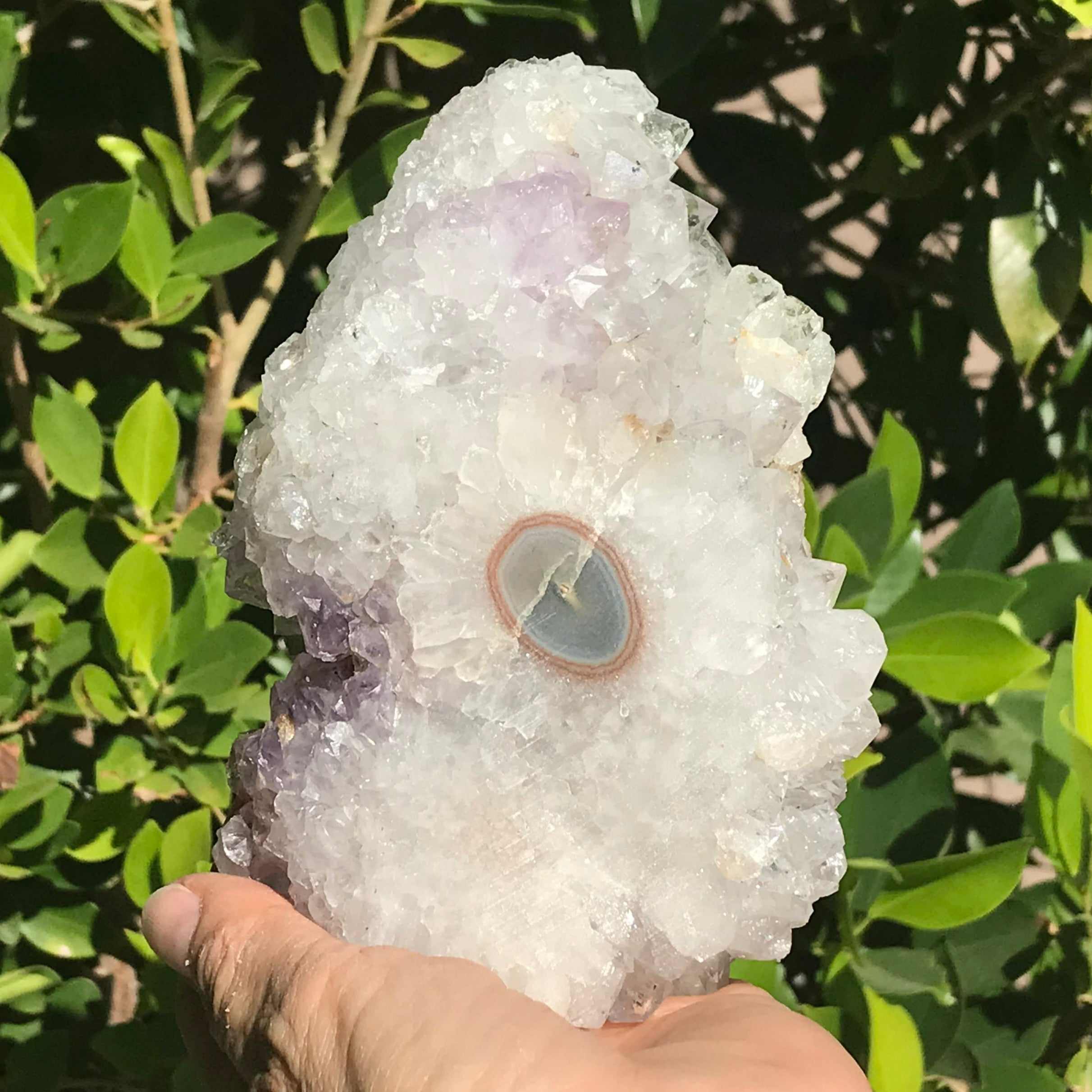 Quartz Crystal Covered Agate With Eyes