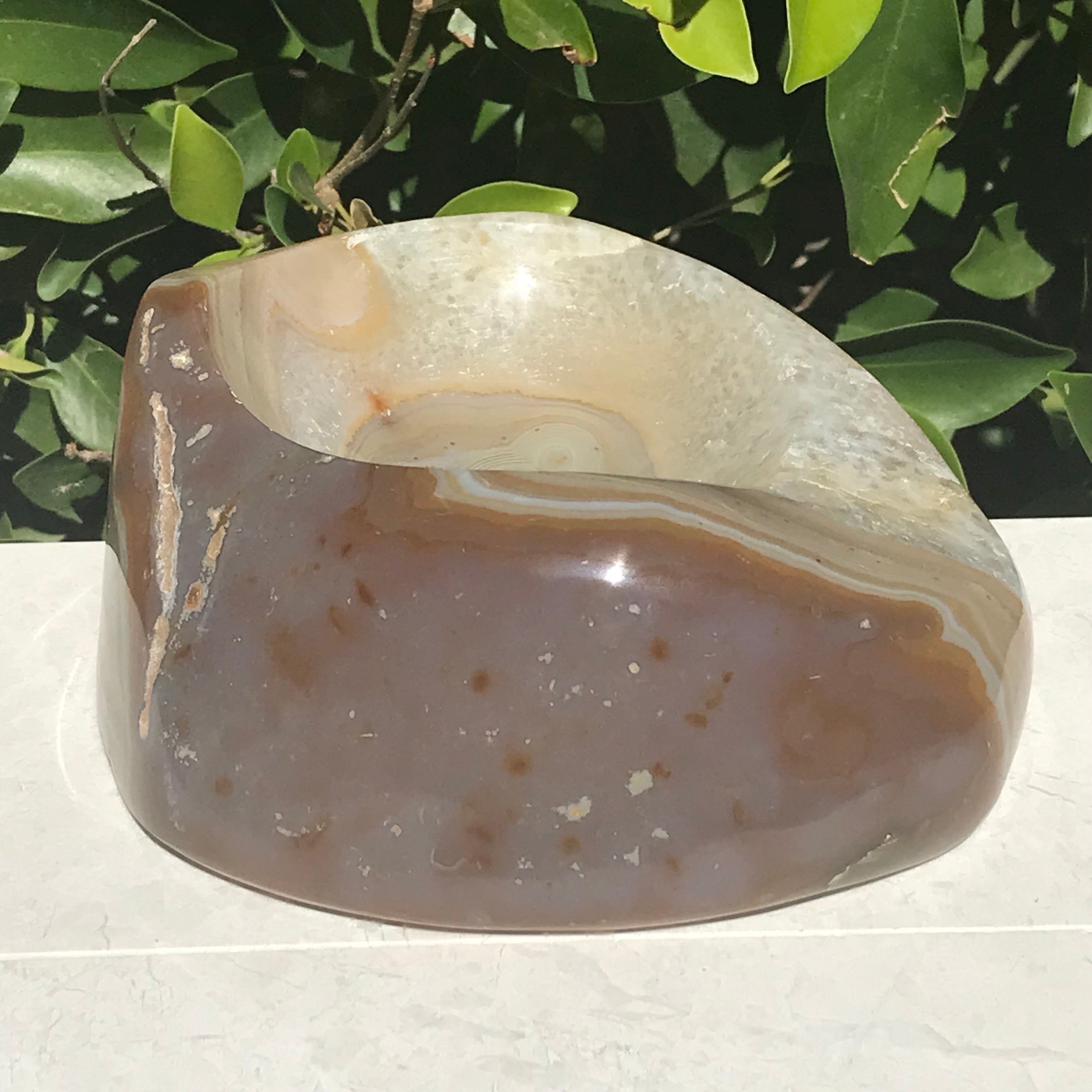 Polished Striated Agate Bowl