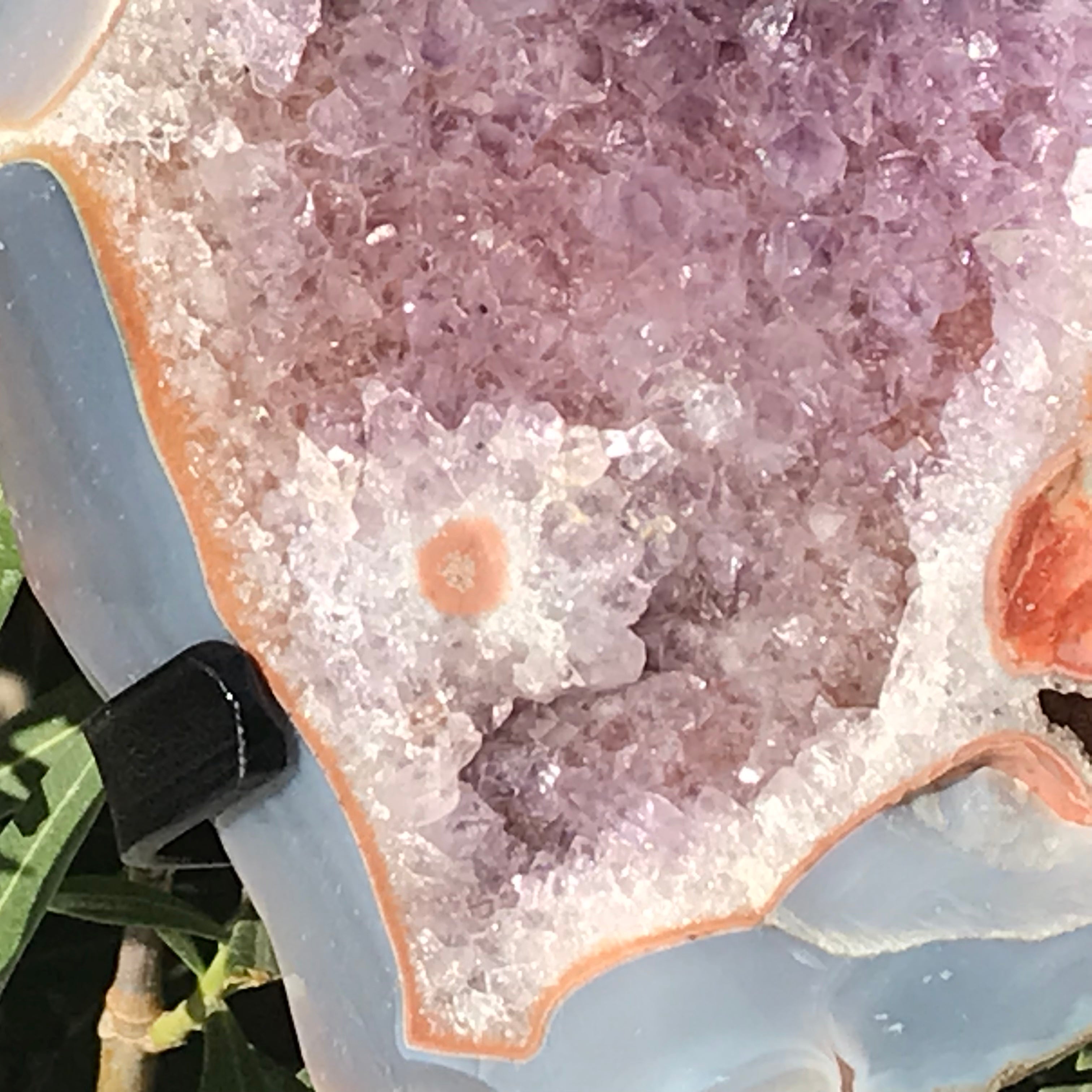 Floral Accented Lavender Amethyst Crystal Geode