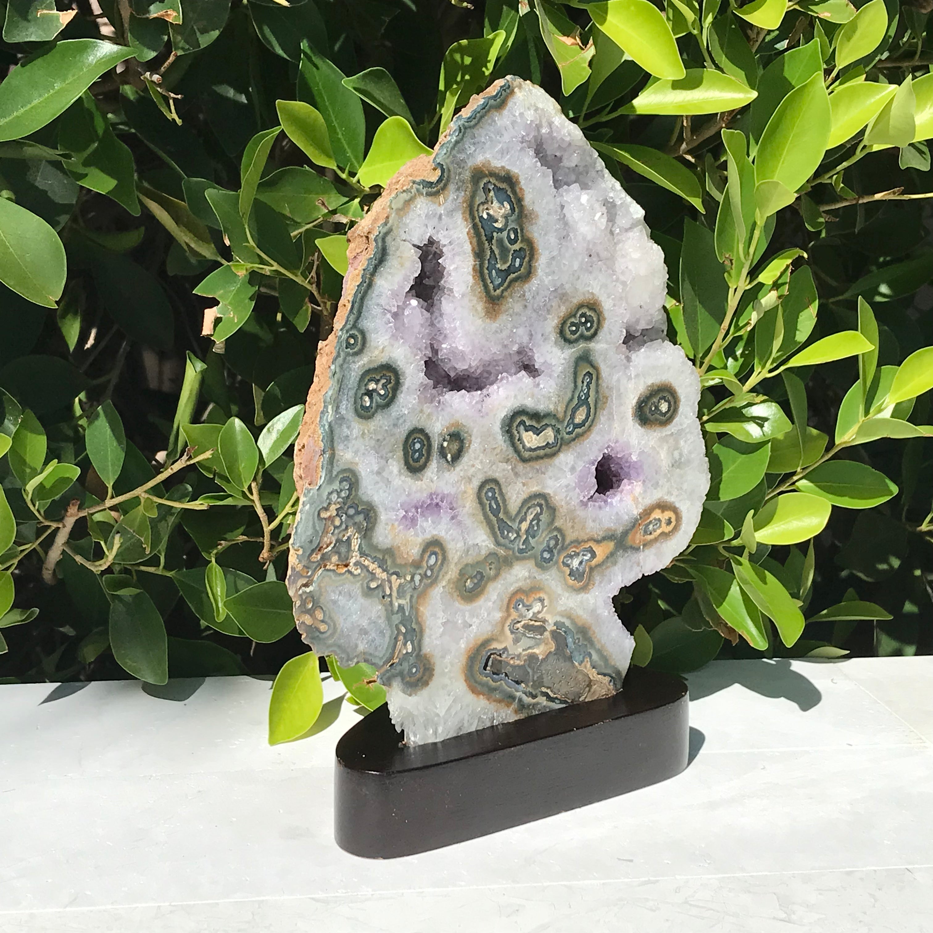 Green Eyed Agate with Amethyst and Quartz Crystals