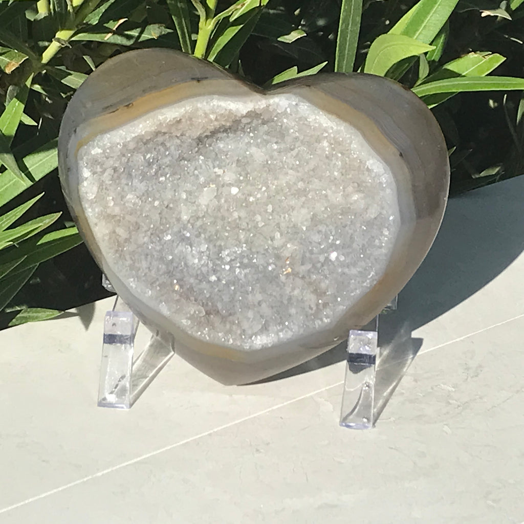 Quartz Crystal Filled Agate Geode Heart