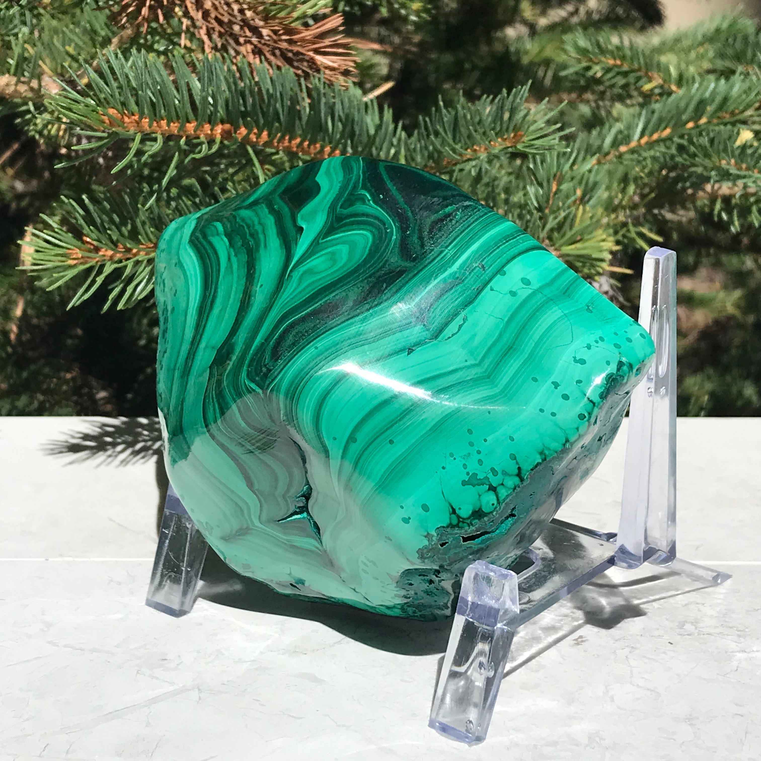 Polished Malachite with Chrysocolla