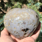 Yellow Agate Encased Amethyst Heart