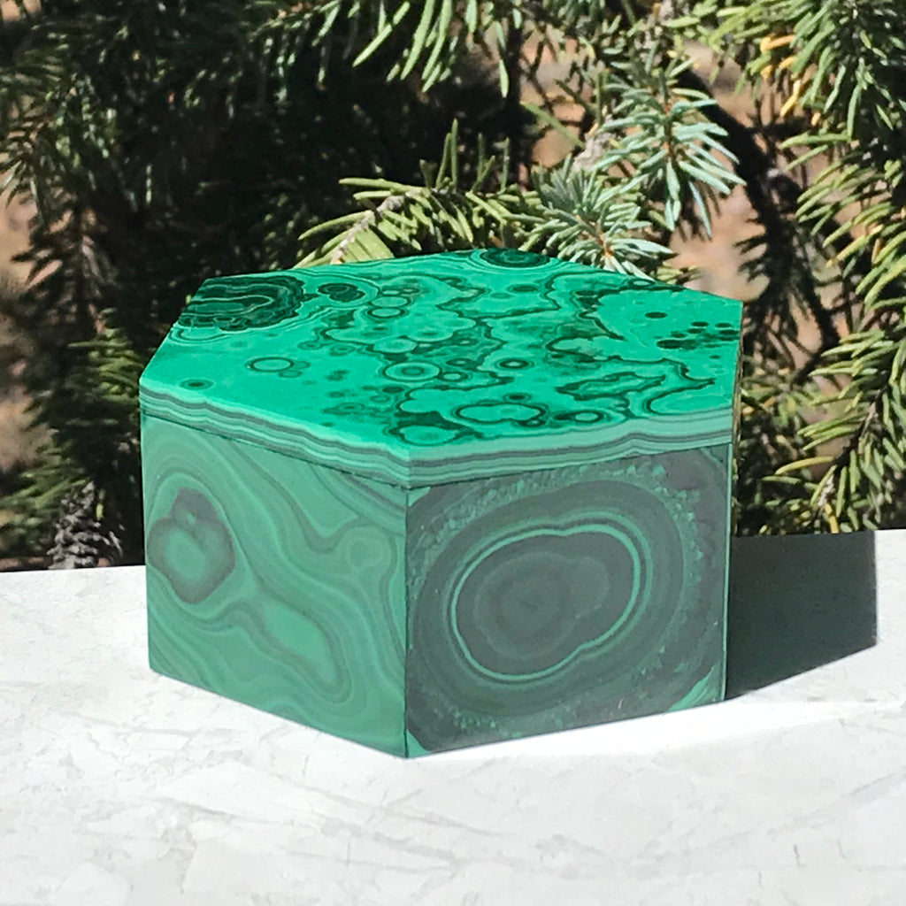 Hexagon Malachite Box