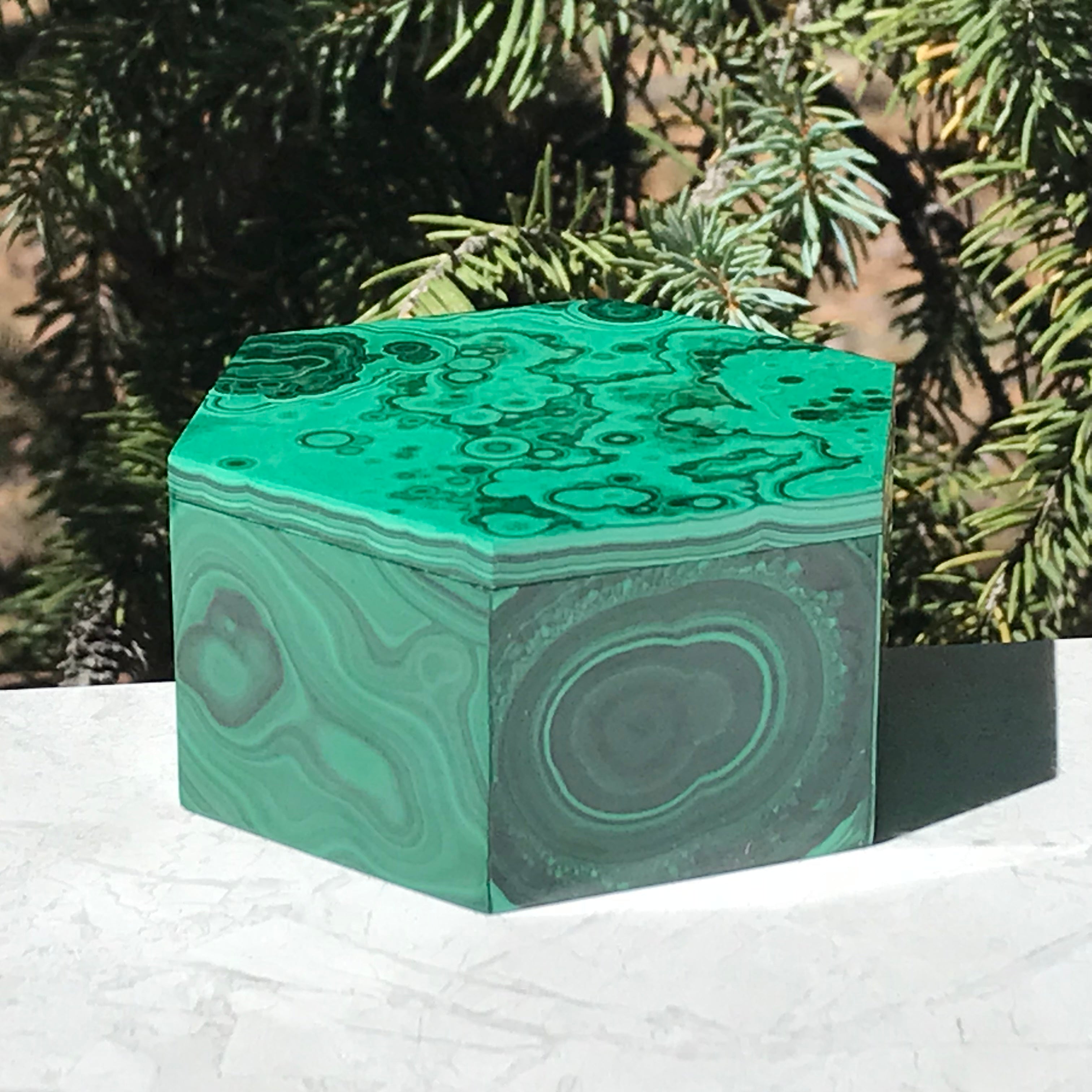 Hexagon Malachite Box