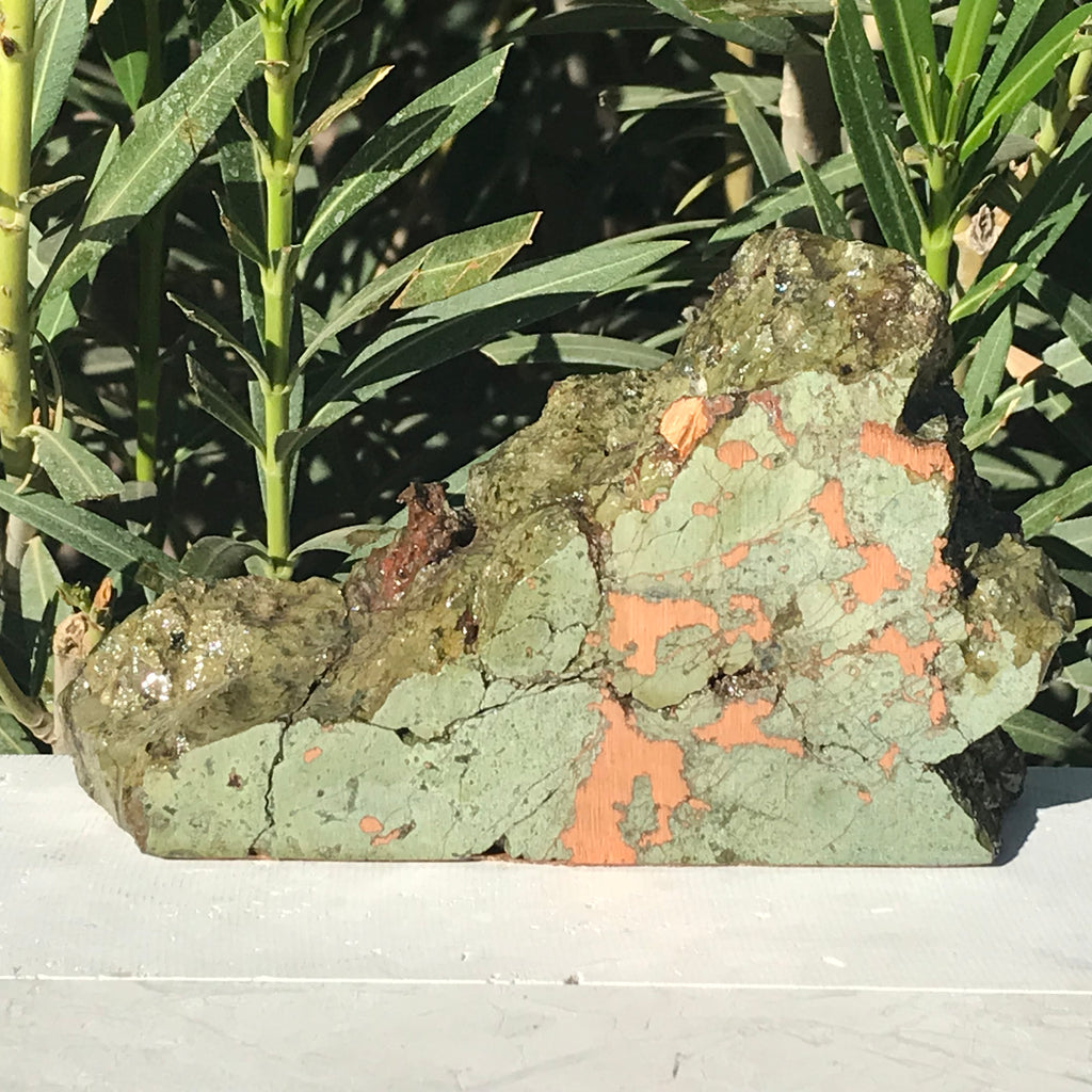 Green Epidote Highlighted By Copper Ore
