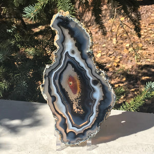 Striated Black Agate Slice