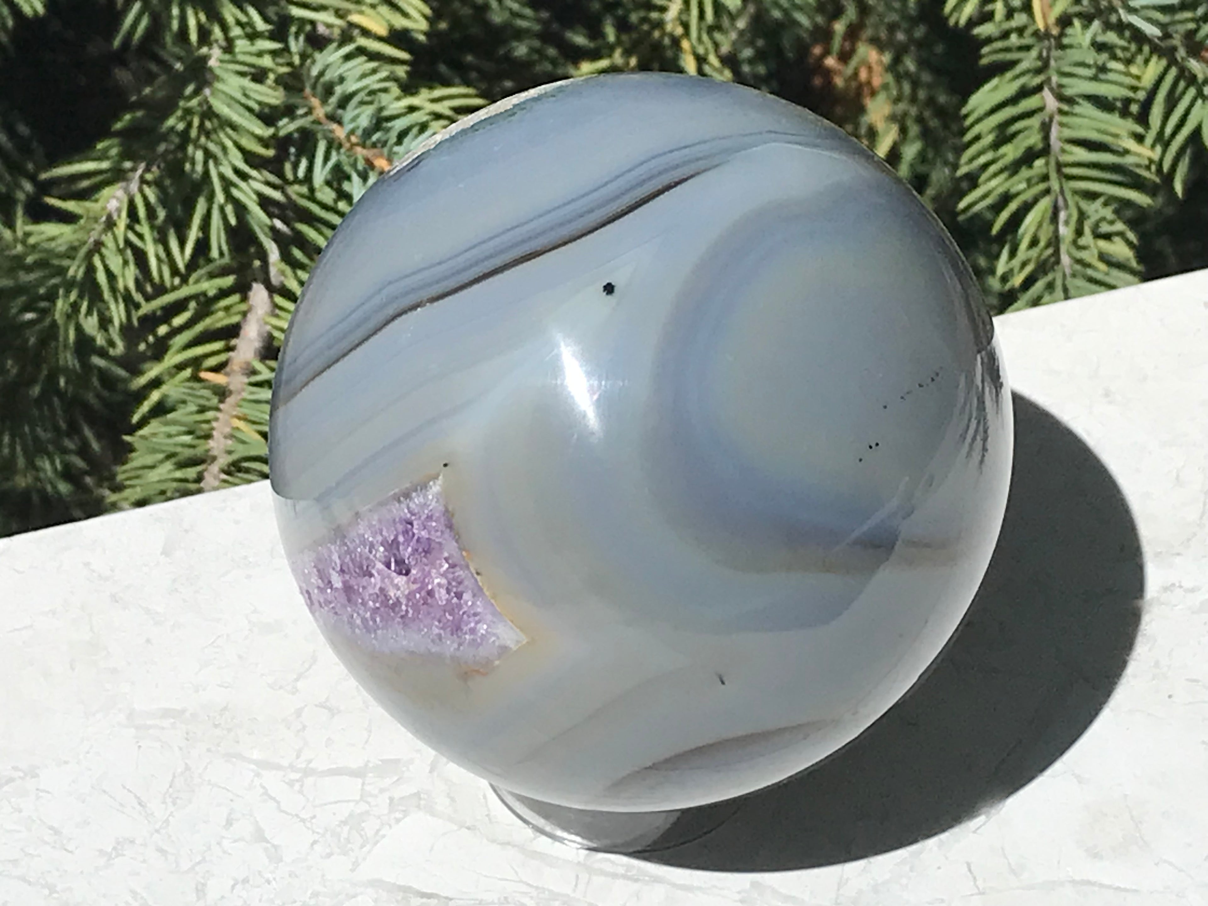 Amethyst Filled Agate Geode Sphere