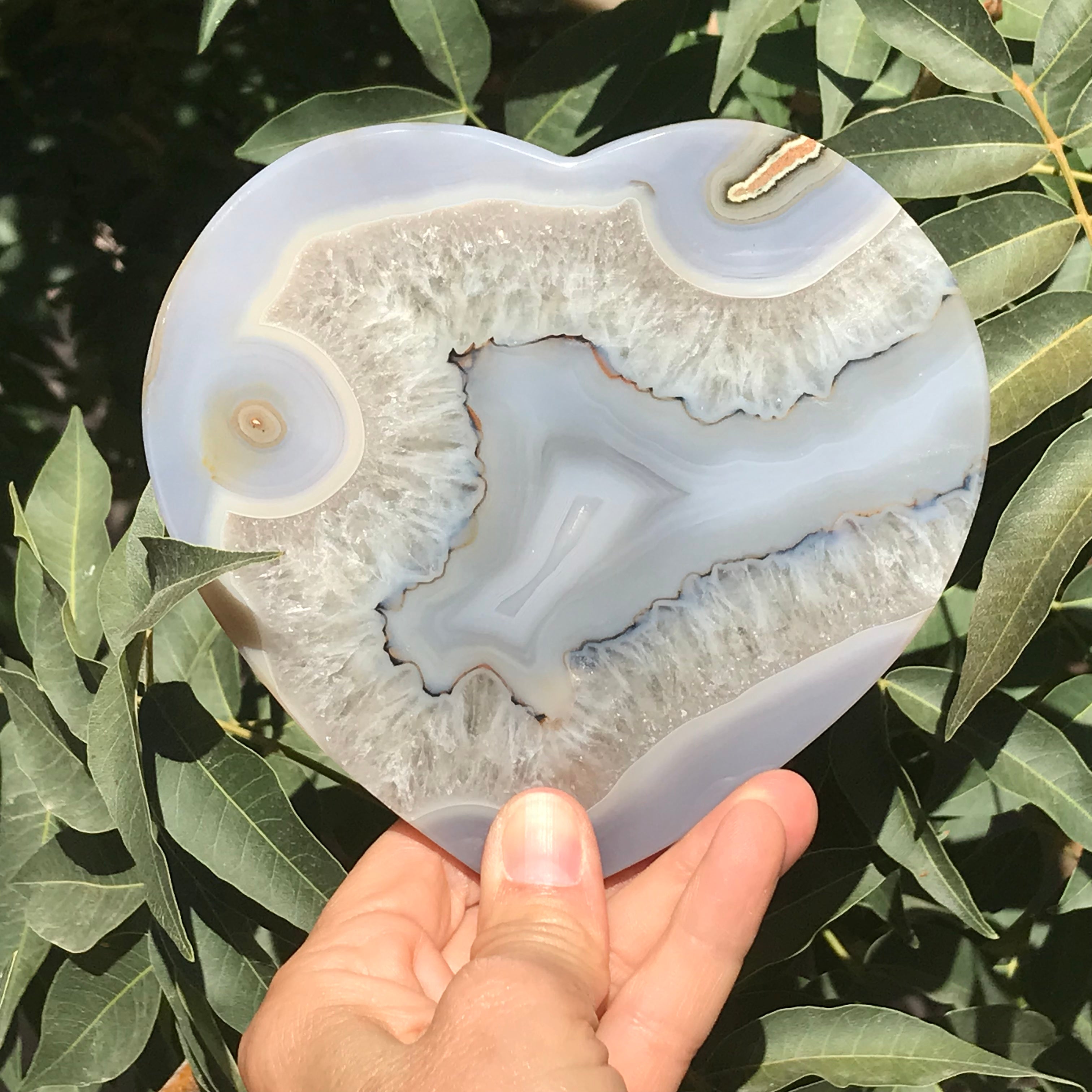 Translucent Quartz and Blue Agate Heart