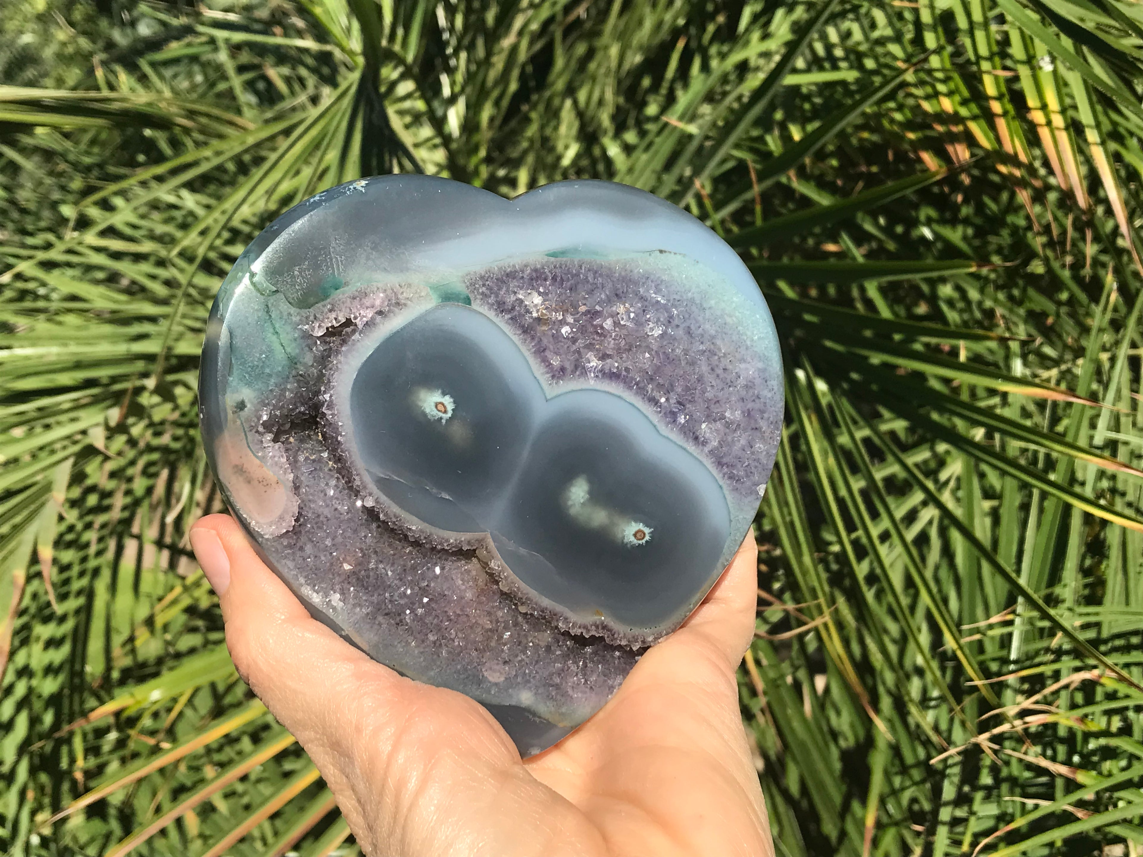 Dual Eyed Amethyst/Agate Heart