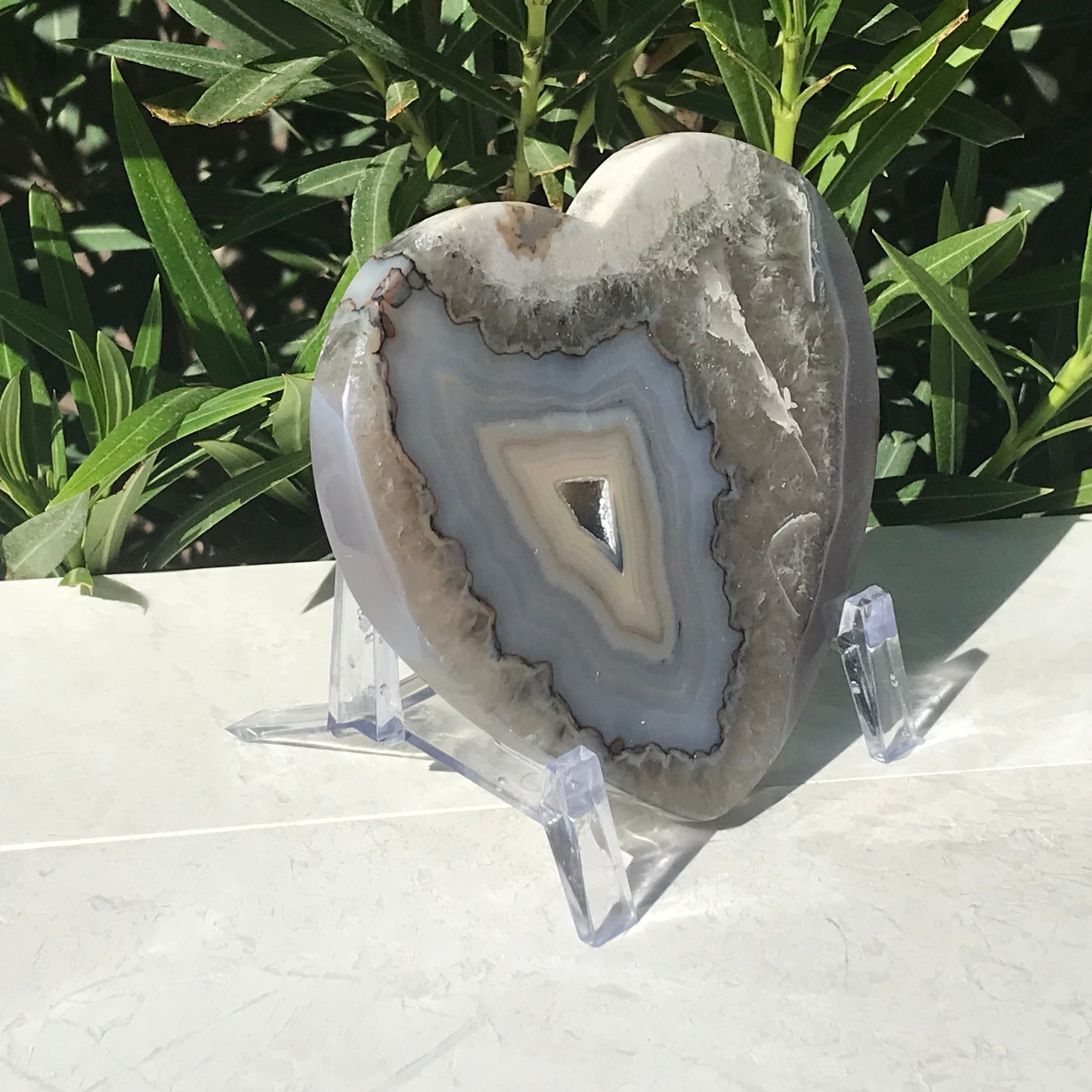 Blue Banded Agate Heart Slab