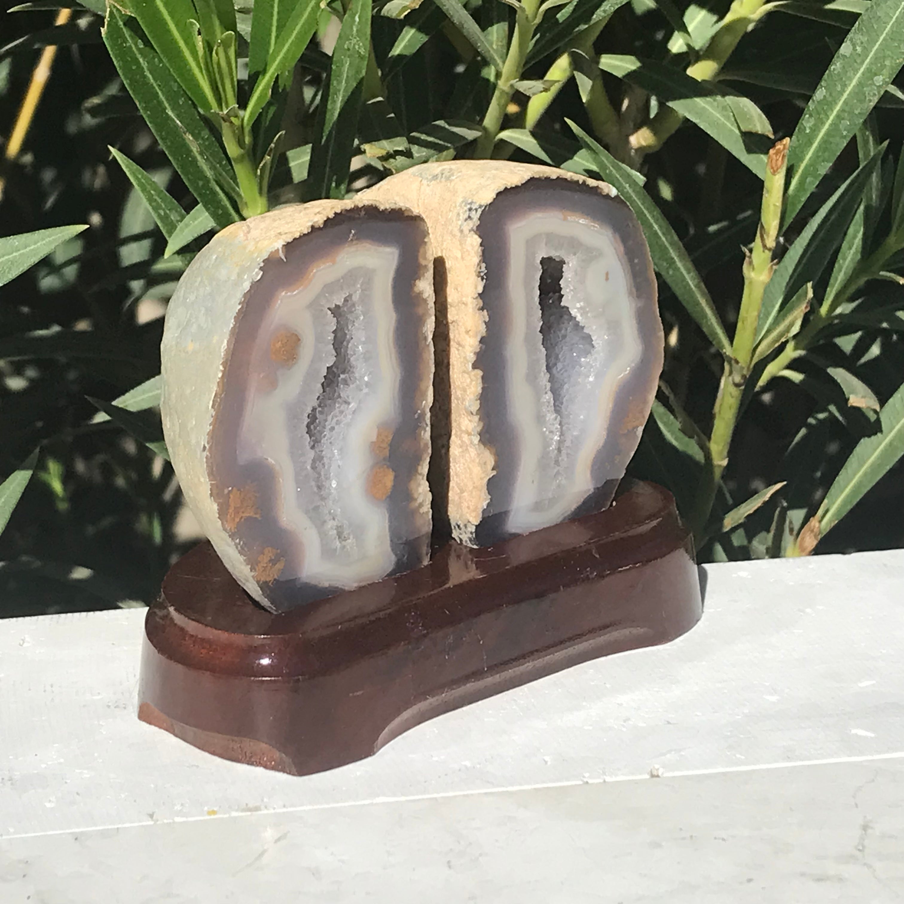 Crystal Lined Agate Geode Pair
