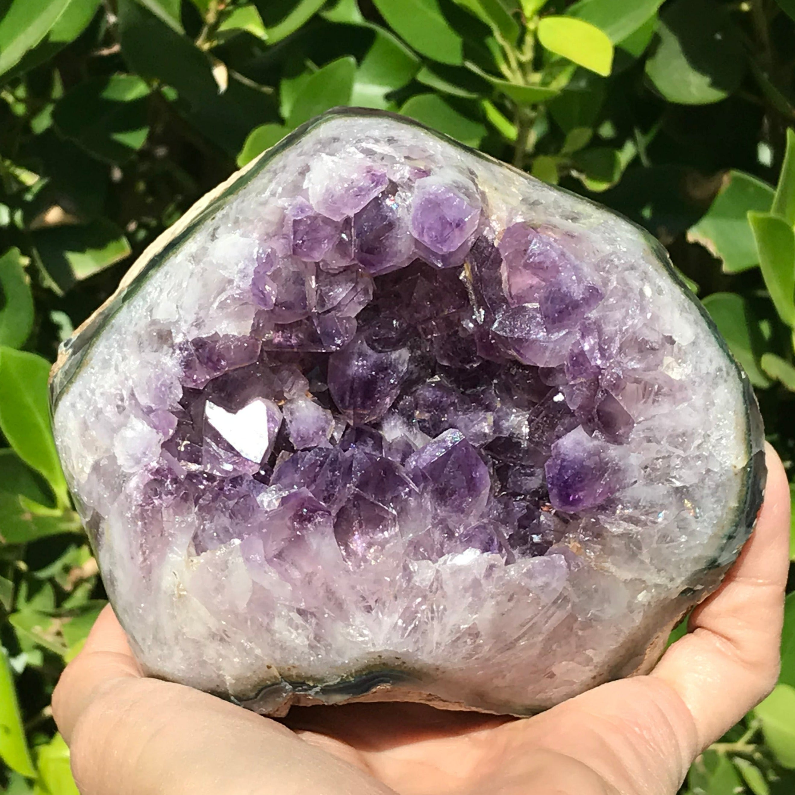 Amethyst Framed by Green and Blue Agate Nodule