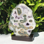 Green Eyed Agate with Amethyst and Quartz Crystals