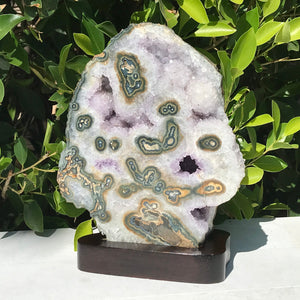 Green Eyed Agate with Amethyst and Quartz Crystals