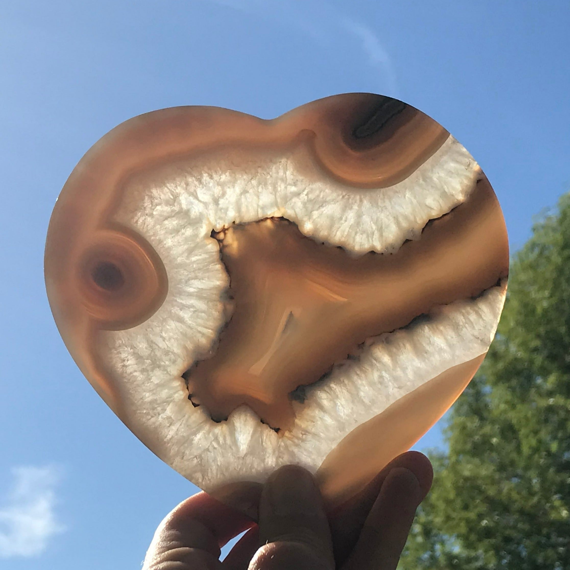 Translucent Quartz and Blue Agate Heart