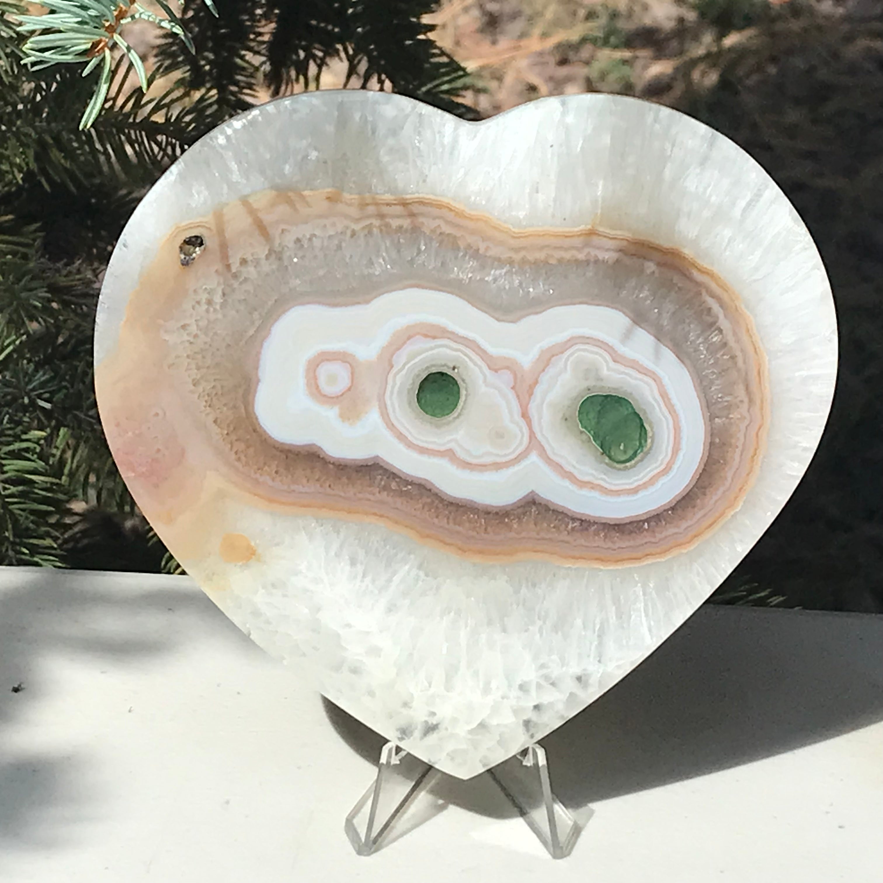 Green Eyed Translucent Agate Heart