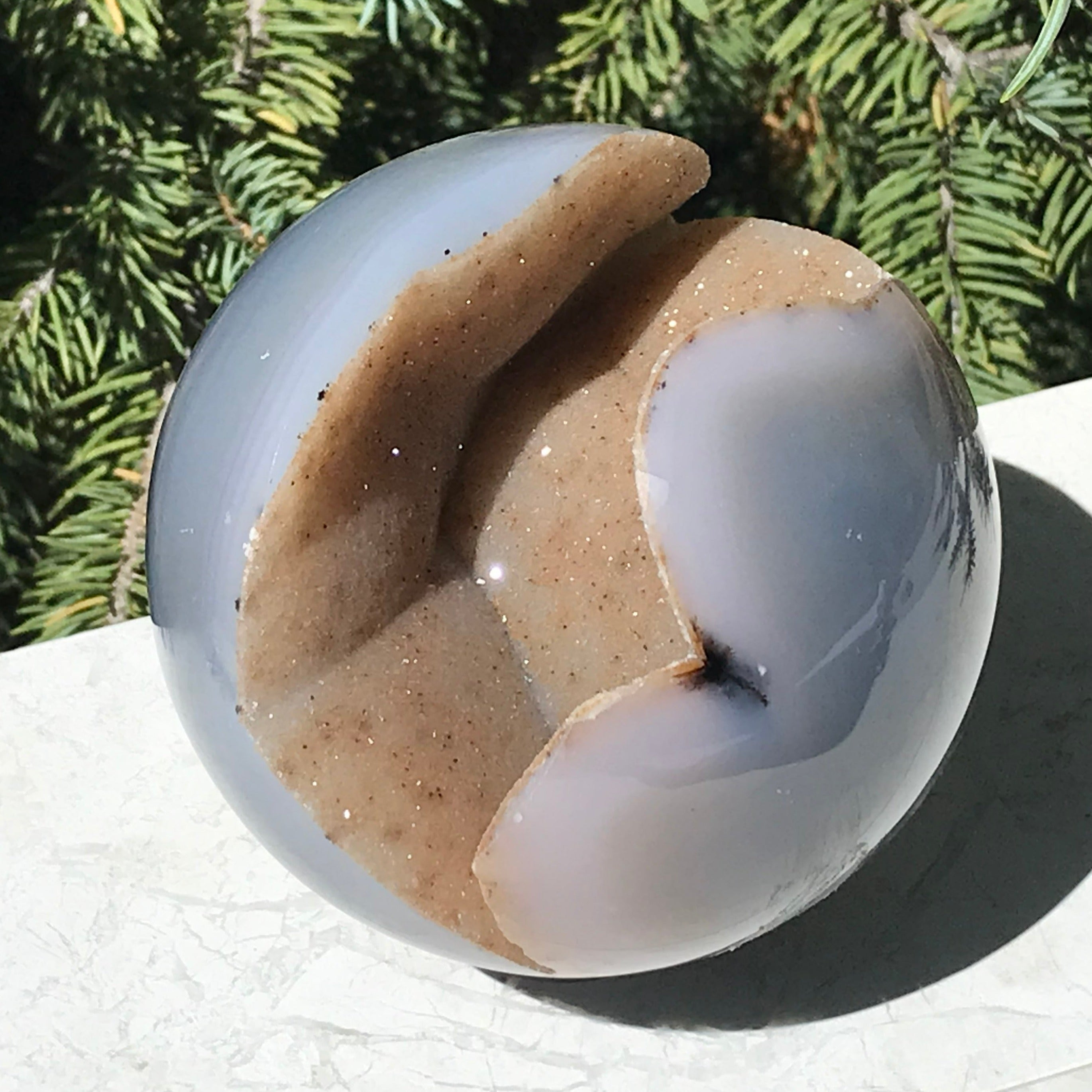 Glistening Agate Geode Sphere