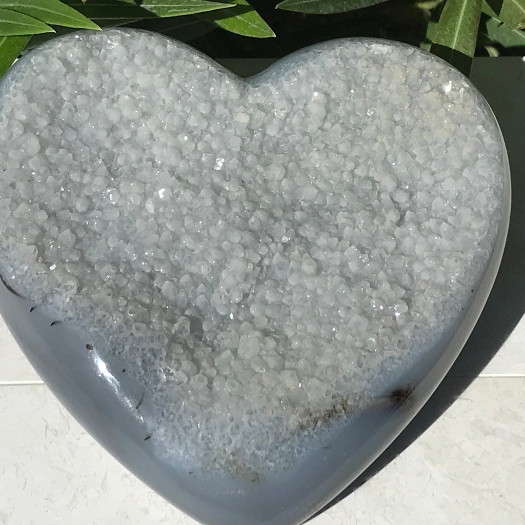 Quartz Crystal and Blue Agate Heart