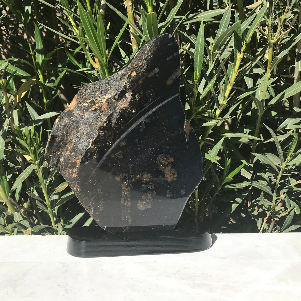Black Agate/Quartz Crystal Slab