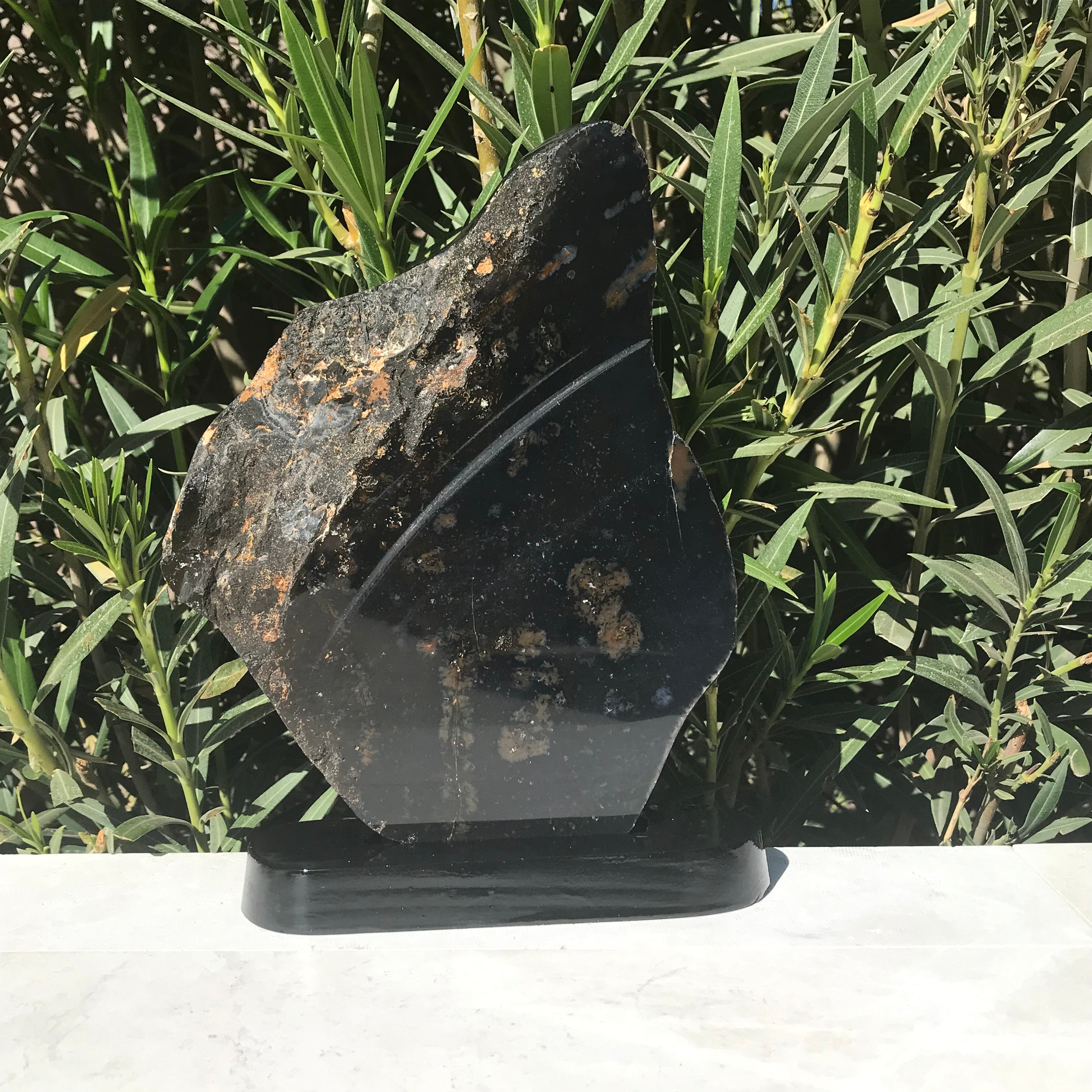 Black Agate/Quartz Crystal Slab