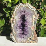 Green and Gold Banded Amethyst Geode