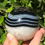 Banded Agate and Quartz Crystal Sphere