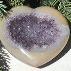 Yellow Agate Encased Amethyst Heart