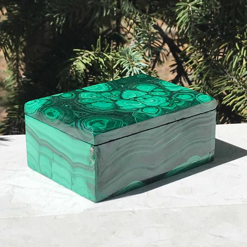 Floral Patterned Malachite Box