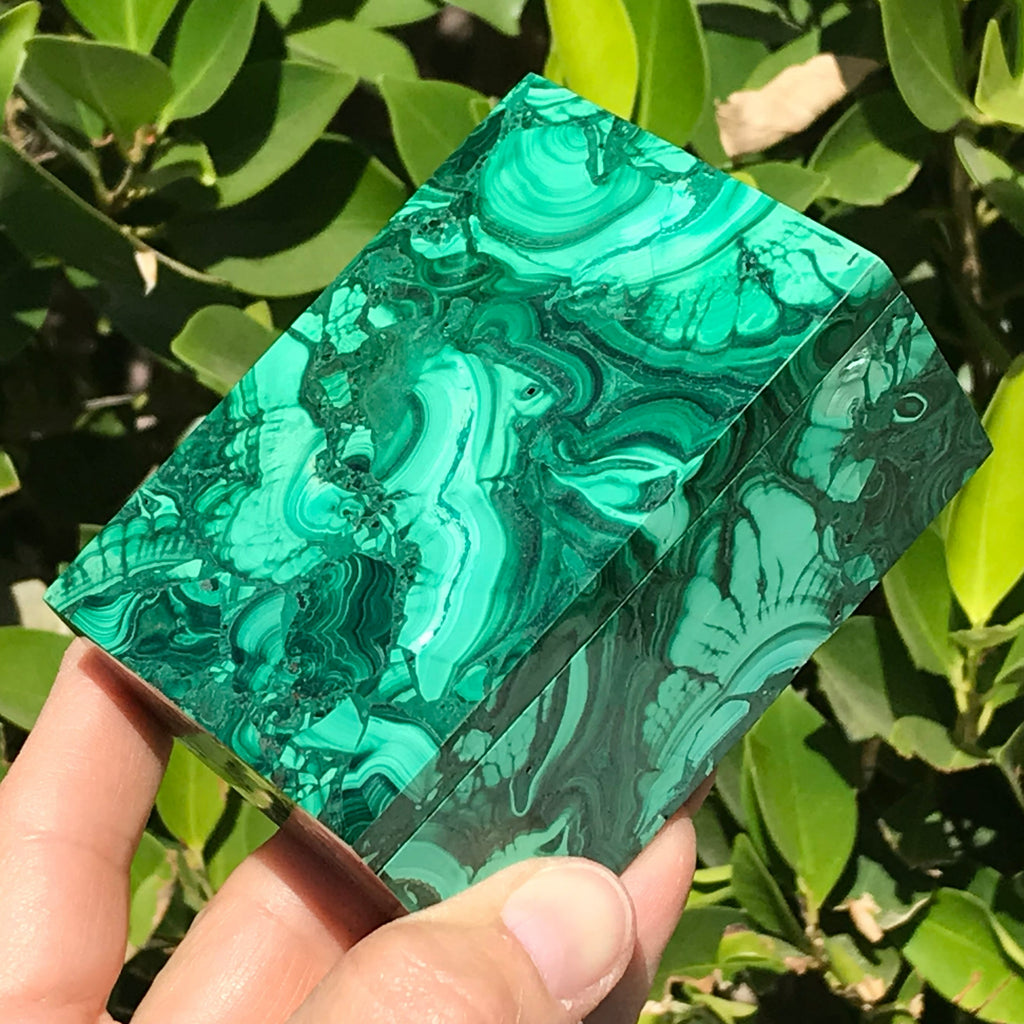 Handcrafted Lidded Malachite Box