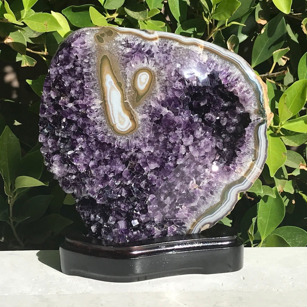 Stately Uruguayan Amethyst with Agate Eyes Freeform